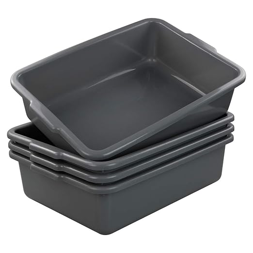 Begale 4-Pack 23 L Large Plastic Commercial Utility Bus Box Bus Tubs Gray
