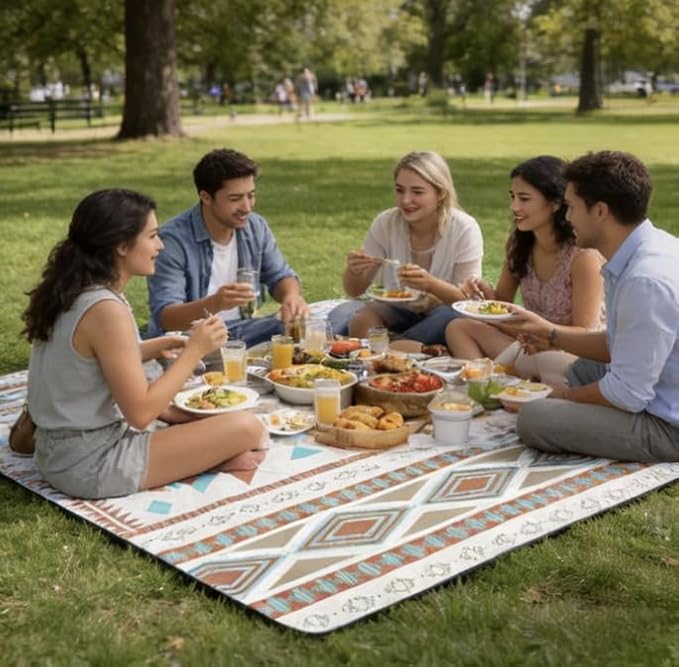 Large 80x80 Waterproof Picnic Mat | Foldable Outdoor Blanket for Beach Park Camping &amp Hiking | Sand &amp Grass Resistant | Perfect for Family Gatherings Travel