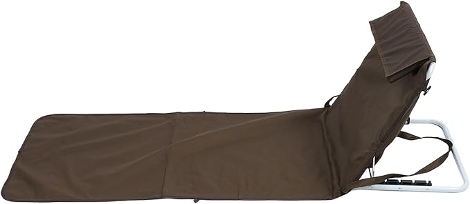 Alomejor Reclining Beach Mat Beach Lounge Chair Portable Folding Adjustable Backrest Dual Purpose Design for Sitting and Lying Pool Meadows Camping (Coffee)