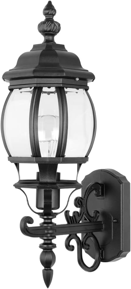 Hoteche Outdoor Wall Lantern – Aluminum Exterior Wall Light Fixture for Porch Patio Garage – E27 Socket 60W Max Weatherproof Sconce (Bulb Not Included)
