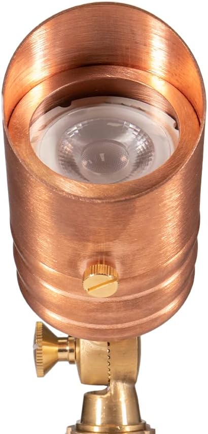 VOLT Fat Boy 12V Outdoor Mini Spotlight (Copper) with 5W 2700K Warm White 400 Lumen MR16 LED Bulb for Low Voltage Landscape Lighting of Yard Lawn Garden Patio Trees &amp House