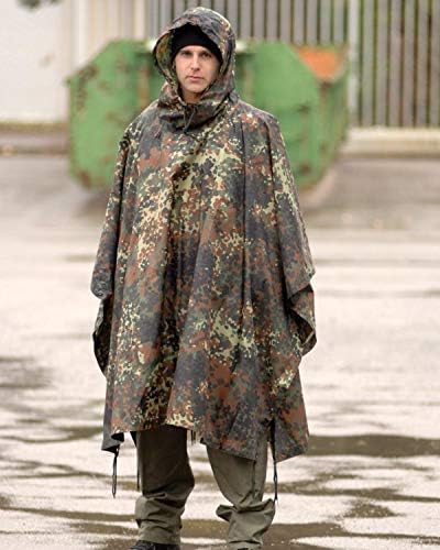 Mil-Tec Adult Ripstop Wet Weather Lightweight Waterproof Multi-Use Rain Poncho with Hood - Use as Bivouac Sack Shelter Tent