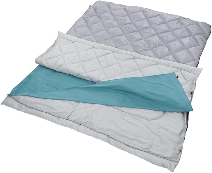 Coleman 45°F Double Sleeping Bag Queen Size XL Tandem Sleep Sack with Big &amp Tall Design Zips Apart into 2 Sleeping Bags Machine Washable