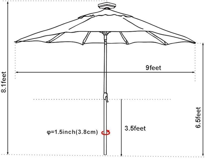 EliteShade USA 10-Year-Non-Fading Solar 9ft Market Umbrella with 80 LED Lights Patio Umbrellas Outdoor Table Umbrella with Ventilation Antique Beige