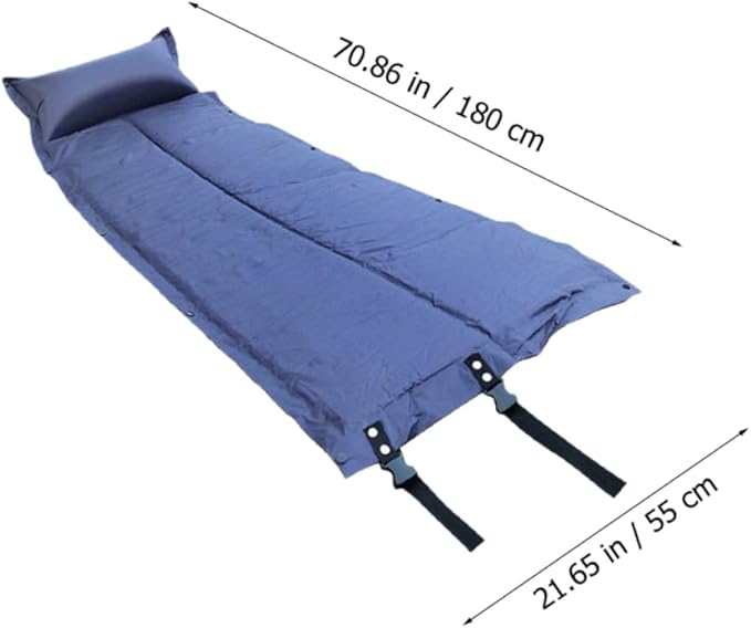 Portable Inflatable Camping Sleeping Pad with Pillow Wear Resistant Lightweight Mat for Outdoor Hiking Picnic Tent Use Warm Insulation Convenient Design for Single Person