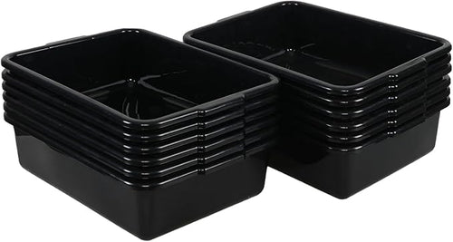 12-pack 13 Liters Plastic Bus Tubs Commercial Bus Tray Box Wash Basin Tub Black Dish Washing Pans
