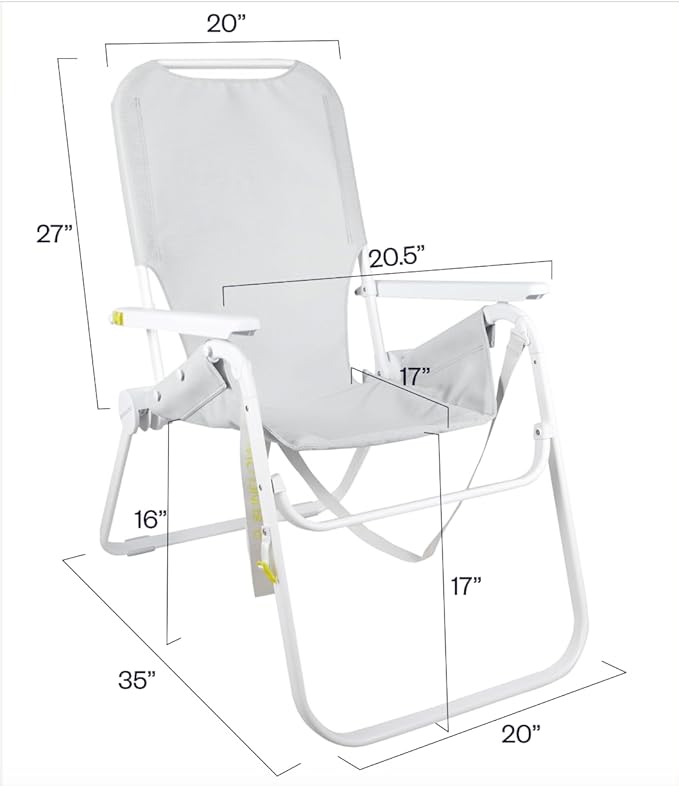 SUNFLOW The Tall Sand Dune Premium Beach Chair Portable Rust-Resistant Adjustable Reclining Lounger with UPF 50+ Sun Shade and Drink Holder for The Ultimate in Comfort -Ocean Navy