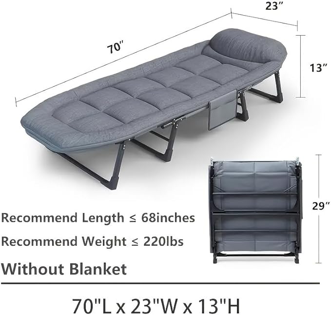 Folding Camping Cot for Adults Portable Guest Bed - Regular Compact &amp Sturdy