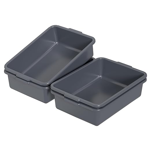 13 L Gray Commercial Bus Tubs Plastic Restaurant Bus Tub Tote Box 4 Packs