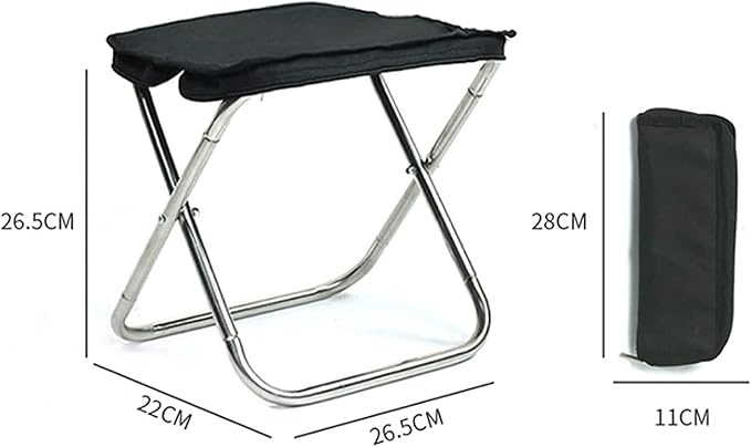 Portable Folding Camping Chair with Stainless Steel Frame Easy to Assemble Outdoor Lawn Chair Backpacking Chair for Sports Beach Hiking and Travel - Black
