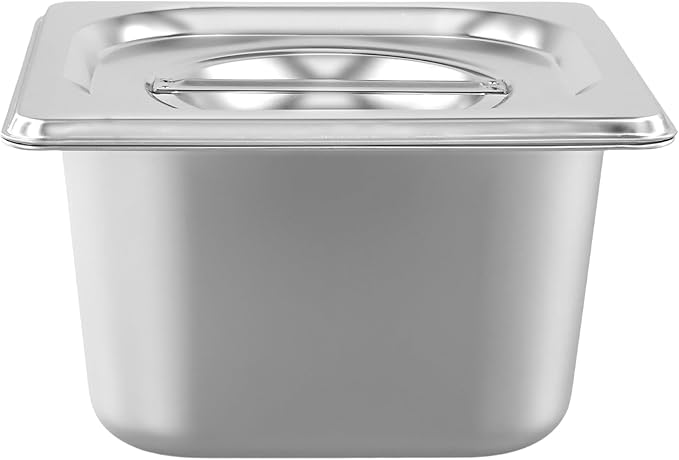 HOIGON 4 Pack 1/6 Size Steam Table Pan with Lids 4 Inch Deep Stainless Steel Hotel Pan Anti-Jam Steam Pans Half Size Hotel Pans for Buffet Restaurants Catering