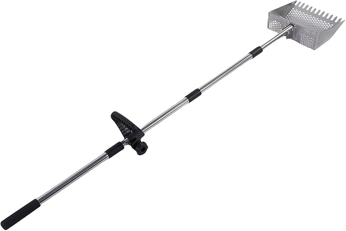GLOGLOW Metal Litter Scoop Heavy Duty Stainless Steel 2 in 1 Adjustable Poop Scooper for Chicken Coop Beach Garden