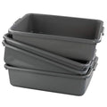 13 L Grey Plastic Tote Box Set of 4 Commercial Bus Box Large Plastic Dish Bin