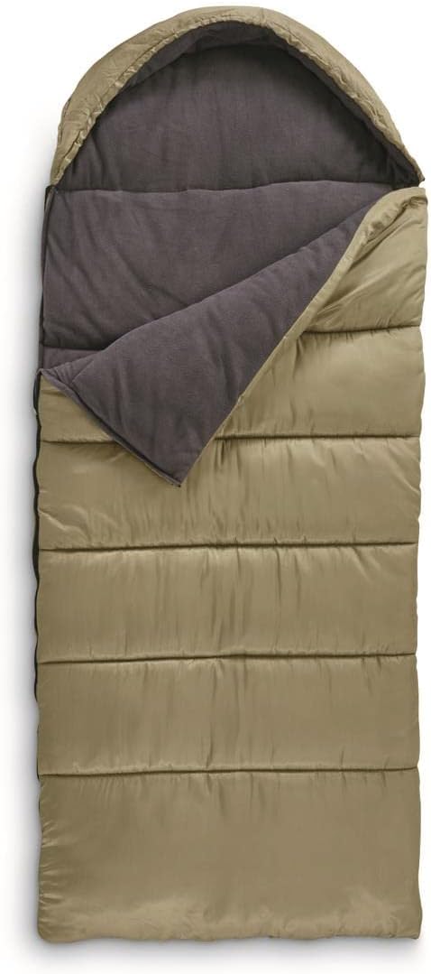 Guide Gear Fleece Lined Hooded 0-Degree Sleeping Bag for Adults and Kids Warm Winter Cold Weather Lightweight Portable for Camping Backpacking Hiking Outdoors