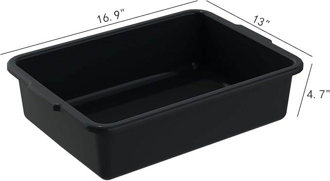 12 Packs Commercial Bus Tubs 13 L Plastic Restaurant Dish Washing Tub Service Bus Box Black