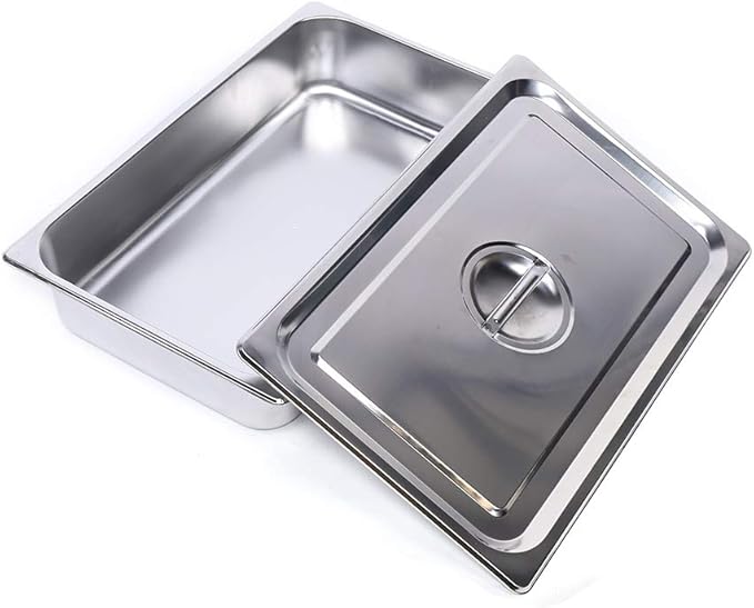 4 Pack Stainless Steel Steam Hotel Pan 20 x 12 x 4 In Deep Steam Table Pan with Lid Food Service Pan for Party Kitchen Restaurant Hotel