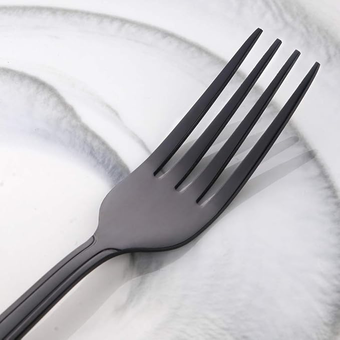 Buyer Star 24-Piece Black Silverware Flatware Set Stainless Steel Travel Eating Utensil for Picnic Camping Service for 6 Dishwasher Safe
