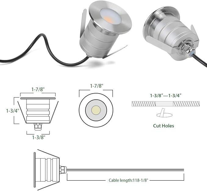 Low Voltage LED Inground Well Light 4-Packs 3W 3000K Warm White IP67 Waterproof Aluminum Buried Underground Lights for Outdoor Landscape Lighting Deck Yard Pool 12V-24V DC AC12V (4-Pack)