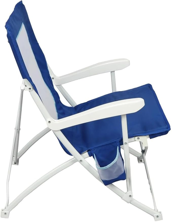 Folding Hard Arm Beach Bag Chair Blue New