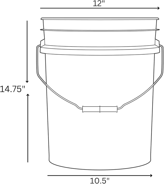 House Naturals Food Grade 5 Gallon Made in USA Plastic Bucket with Air Tight Screw on Lid (White Buckets with Blue Lids)
