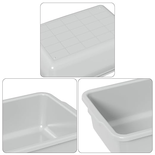 35 L Plastic Commercial Bus Tub Large Bus Tubs Restaurant Light Gray 4 Packs