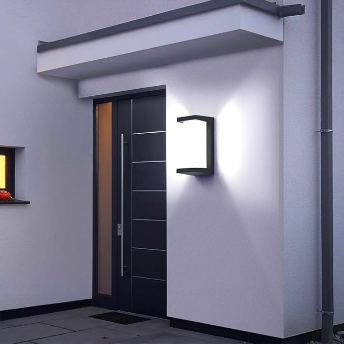 Sytmhoe Dusk to Dawn Outdoor Wall Lights Modern LED Exterior Light Fixture6000k Black Outdoor Wall SconceOuside Light for House Porch Patio Garage Walkway Backyard Garden