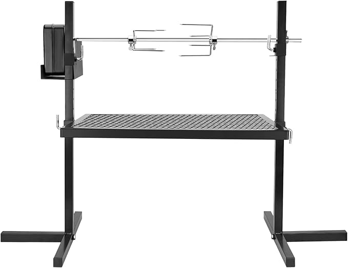 Onlyfire Adjustable Outdoor Camping Rotisserie Grill System and Spit Kit with Portable DC 3V Motor and 29 Inch Hexagon Spit Rod