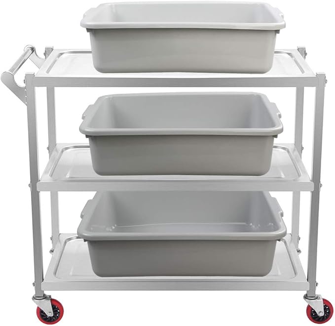 Ggbin Plastic Dish Tubs Commercial Bus Box/Wash Basin Tote Box 4-Pack(Grey 22L)