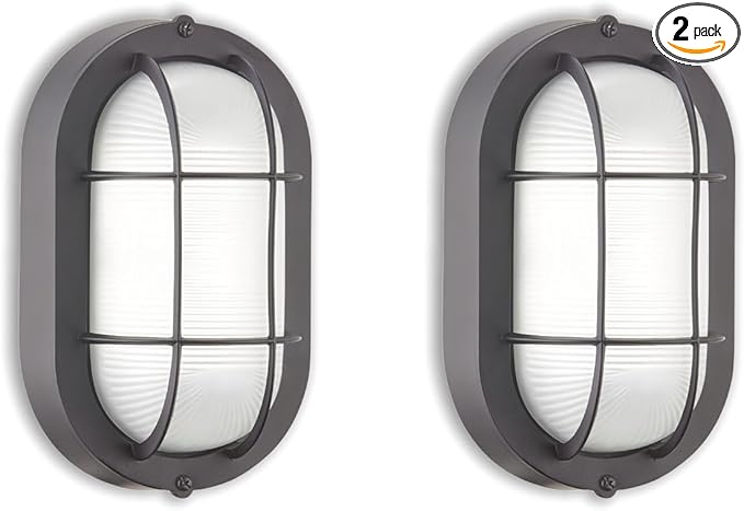 WISBEAM 2 Pack LED Bulkhead Light Outdoor Bulkhead LED Wall Light Dimmable 6W Replace 60W 450 Lumen 3000K Daylight White 80CRI Water-Proof ETL Rated