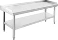 Stainless Steel 48x28x24 in Equipment Grill Stand Table 1000 LBS Top Shelf 220 LBS Bottom Shelf Adjustable Legs 2 in Edge Baffle for Hotel Home Commercial Restaurant Kitchen