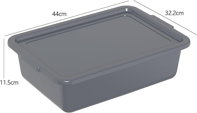 13 L Plastic Commercial Bus Box with Lid 3-Pack Restaurant Bus Bins Grey