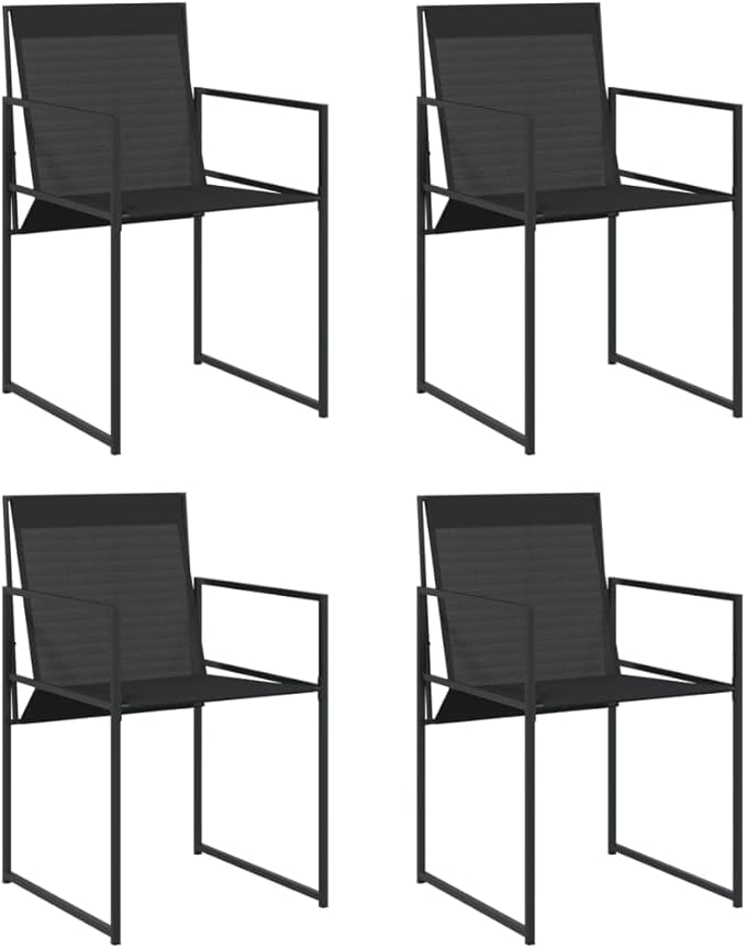 Patio Chairs Set of 4 Black Steel and Textilene Outdoor Chairs Comfortable Garden Furniture Folding Chairs for Patio Deck Backyard or Lawn