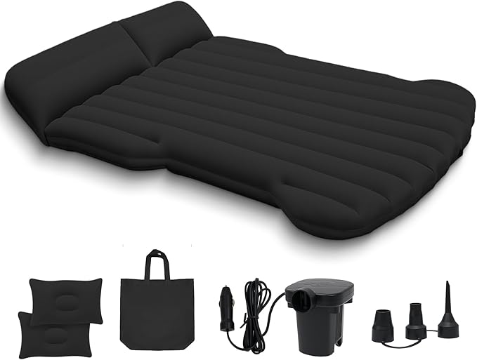 SUV Air Mattress Car Air Mattress Compatible with Tesla Model Y Camping Bed for Car Backseat Inflatable Sleeping Pad with Pump Truck Jeep Travel Bed for Camping Road Trip (Black)