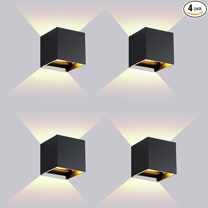 Modern Wall Lights 4 PCS LED Wall Pack Light Waterproof Outdoor Sconces for Porch Patio