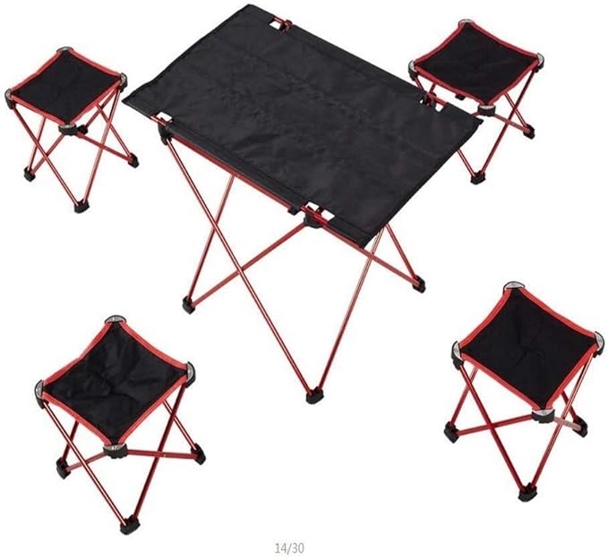 Outdoor 5-Piece Folding Table and Chairs Set Portable Aluminum Camping Furniture for Adults – Perfect for Camping BBQ Fishing &amp Picnic