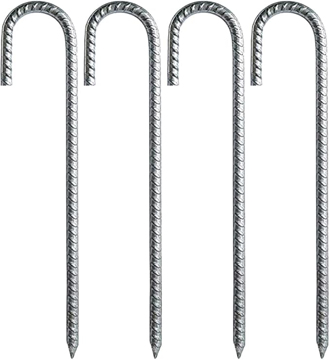 4PCS Ground Rebar Stakes: Heavy Duty Stakes Ground Anchors Garden Metal Tent Trampoline Anchors Outdoor Decoration 12 Inch