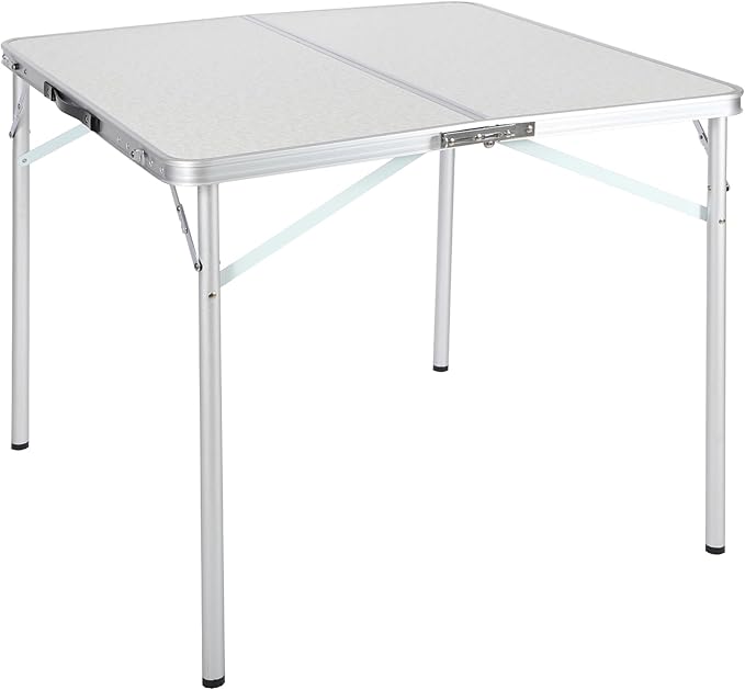 REDCAMP 32 Square Folding Camping Table with Adjustable Heights Legs Lightweight Portable Aluminum Fold in Half Small Card Tables Bridge Tables for Outdoor Picnic White