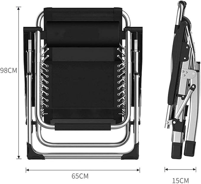 FWZJ Heavy Duty Folding Zero Gravity Chairs Beach Deck Chairs Sun Lounger Recliner for Beach Patio Garden Camping Outdoor Square Steel Legs -Black 3 (Black 3)