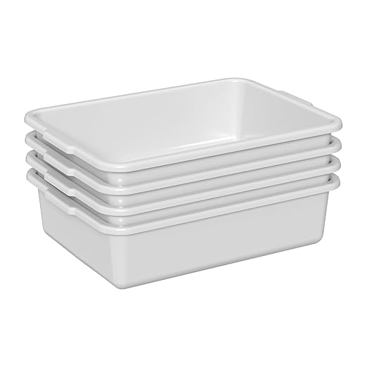 13 L Light Gray Bus Tubs Commercial Bus Tub Tote Dishwashing Basin 4 Packs