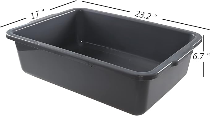4-Pack 32 Liter Plastic Bus Tray/Utility Box Large Commercial Wash Tub Tote Box