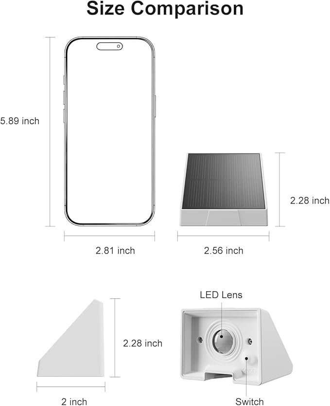 12 Pack Solar Powered Fence Lights Outdoor Waterproof with Warm White LED Spot Lens for Outside Pool Cage Patio Yard Rail Garage Adhesive Designed for Easy Mounted (White Shell)