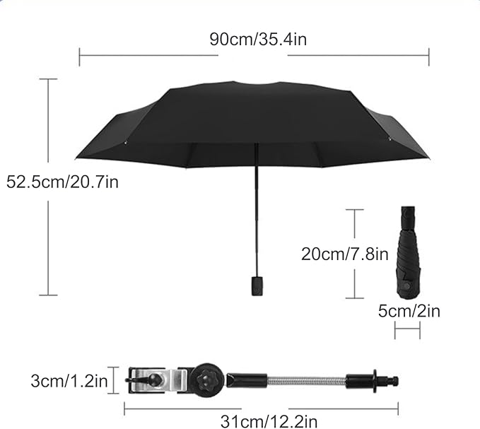 Chair Umbrella with Clamp Adjustable Umbrella for Chair Stroller Umbrella Parasol Waterproof Umbrella for Beach Chair Wheelchair Stroller Camping Chair