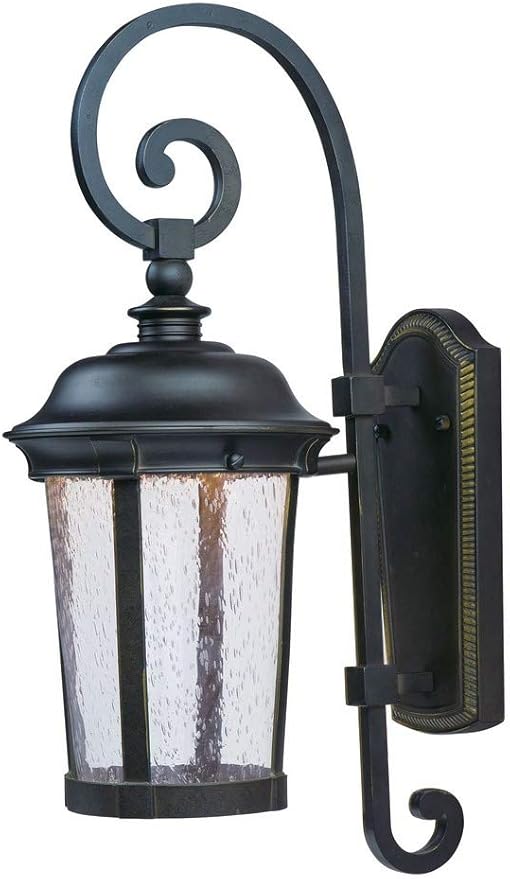 Maxim 55023CDBZ Dover LED Mediterranean Style Seedy Glass Outdoor LED Wall Sconce 1-Light 8 Watt 21H x 8W Bronze
