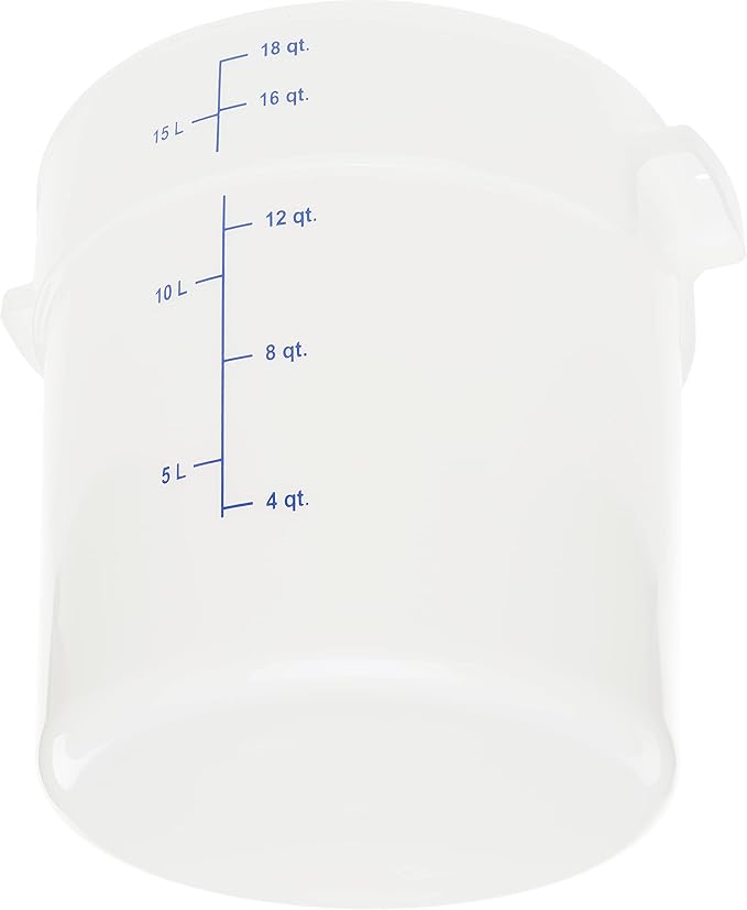 Carlisle FoodService Products Storplus Round Food Storage Container with Stackable Design for Catering Buffets Restaurants Polyethylene (Pe) 18 Quart White