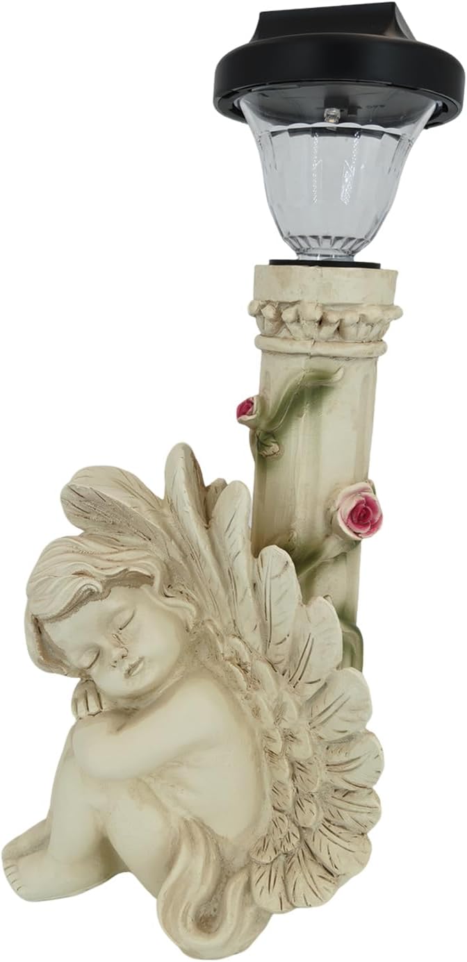 Angel Figurines Outdoor Angel Statues for Garden Solar Statues Outdoor Decorations for Patio Patio Lawn Yard Balcony Garden Mom Gift (White)