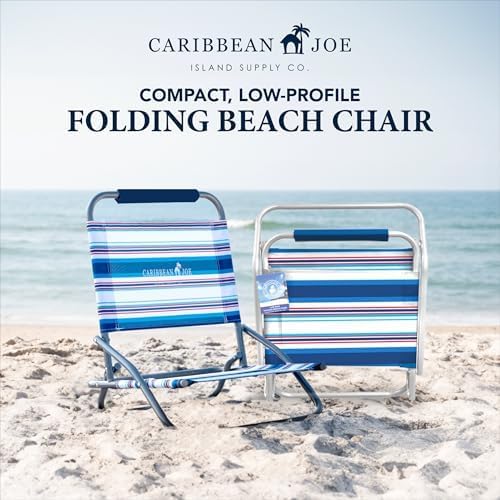Caribbean Joe Folding Beach Chair 1 Position Lightweight and Portable Foldable Outdoor Camping Chair Red White and Blue Stripe