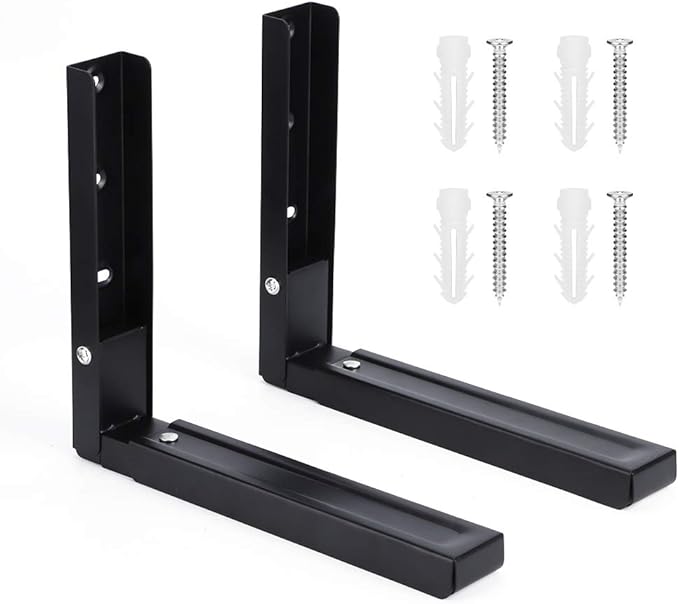 BRRNOO Microwave Shelf Microwave Wall Mount Wall Shelf Foldable Stretch Mounted Universal Stainless Steel Mount Bracket for All Microwaves
