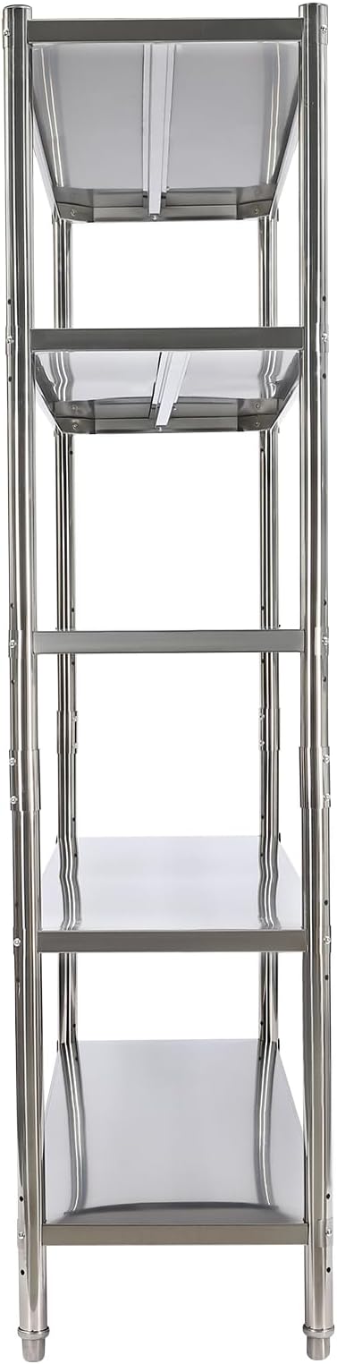 Stainless Steel Shelving 5 Tier Utility Bakers Racks Adjustable Shelf Storage Heavy Duty Shelving for Kitchen Commercial Office Garage Storage Laundry Room Organization (5-Tier 60*18*71in)
