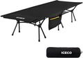 ICECO Camping Cot for Adults 900D Oxford Fabric Height Adjustable with Cot Leg Extenders Sleeping Cot for Camping Hiking Beach Home Strong Support 330lbs Lightweight Comfortable(L-Black)