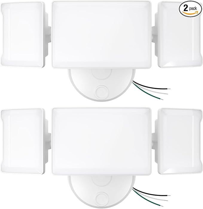 Olafus 60W Flood Lights Outdoor 2 Pack Switch Controlled LED Security Lights 6000LM 6500K Outside Floodlight IP65 Waterproof Exterior Light Fixture for House Yard Garage Wall/Eave Mount White